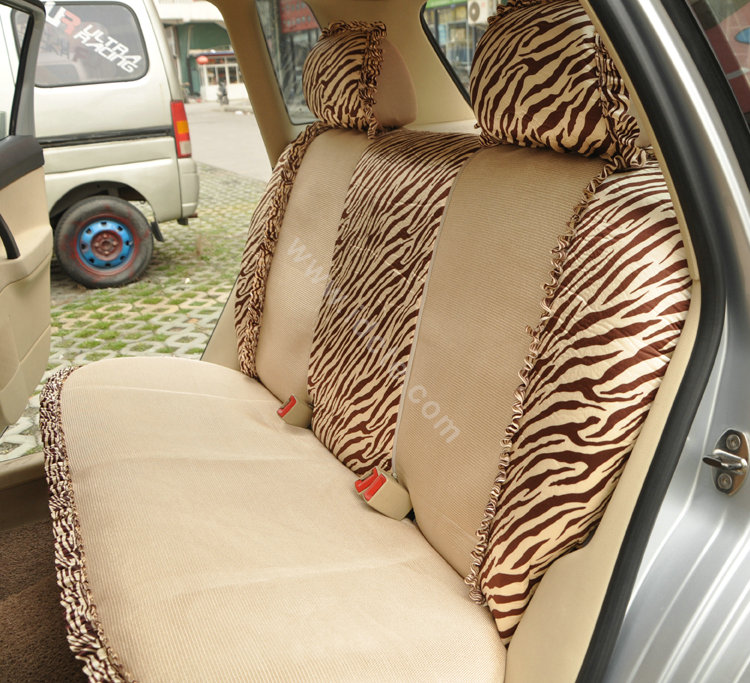 Zebra Lace Universal Auto Car Seat Cover Set 21pcs ice silk - Beige