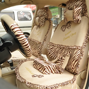 Zebra Lace Universal Auto Car Seat Cover Set 21pcs ice silk - Beige