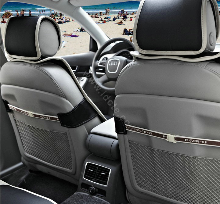 FORTUNE Custom Auto Car Seat Cover Cushion Set artificial leather - Beige Black