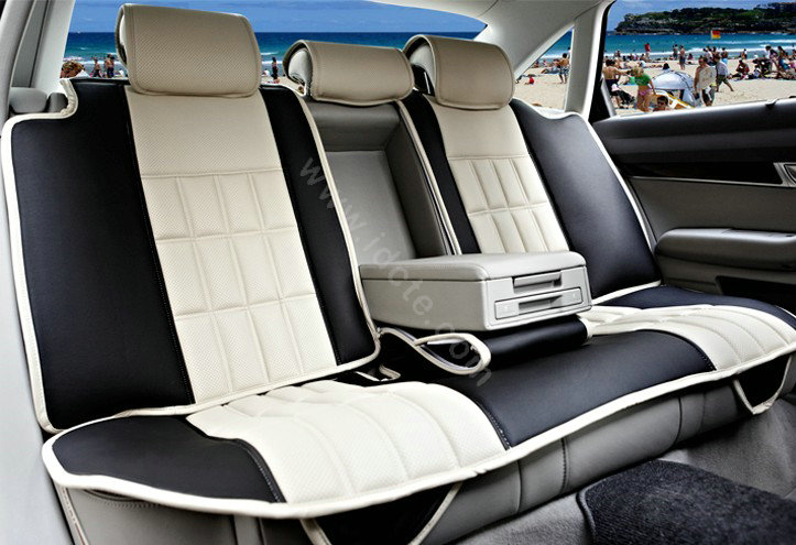 FORTUNE Custom Auto Car Seat Cover Cushion Set artificial leather - Beige Black