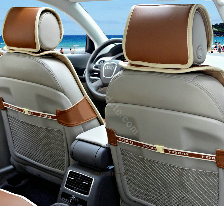 FORTUNE Custom Auto Car Seat Cover Cushion Set artificial leather - Beige Coffee
