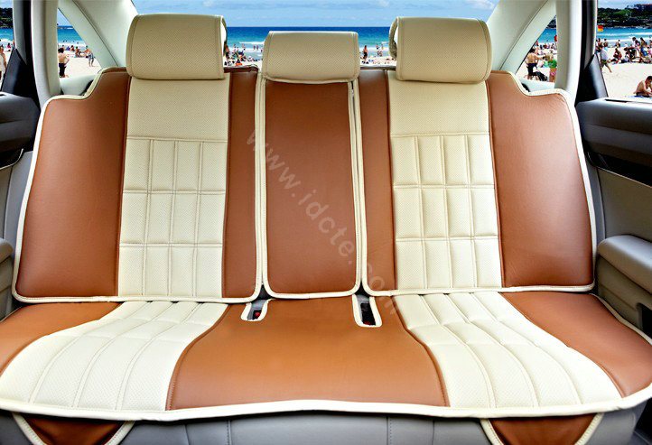 FORTUNE Custom Auto Car Seat Cover Cushion Set artificial leather - Beige Coffee