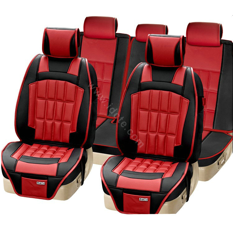 FORTUNE Custom Auto Car Seat Cover Cushion Set artificial leather - Red Black
