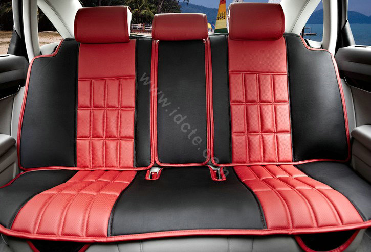 FORTUNE Custom Auto Car Seat Cover Cushion Set artificial leather - Red Black