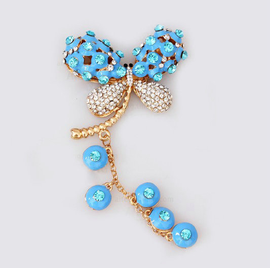 Alloy Dragonfly Crystal Metal DIY Phone Case Cover Deco Kit - Blue