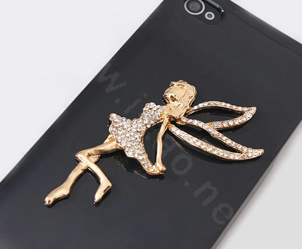 Angel Alloy Crystal Metal DIY Phone Case Cover Deco Kit - Gold