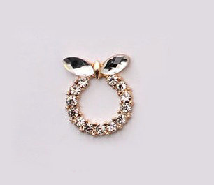 Bling Bowknot Alloy Crystal Lens sticker DIY Phone Case Cover Deco Kit - White
