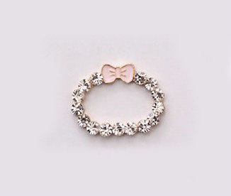 Bowknot Alloy Bling Crystal Lens sticker DIY Phone 5 Case Cover Deco Kit - Pink