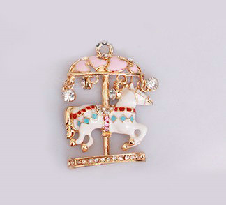 Carrousel Alloy Bling Metal Crystal DIY Phone Case Cover Deco Kit - White