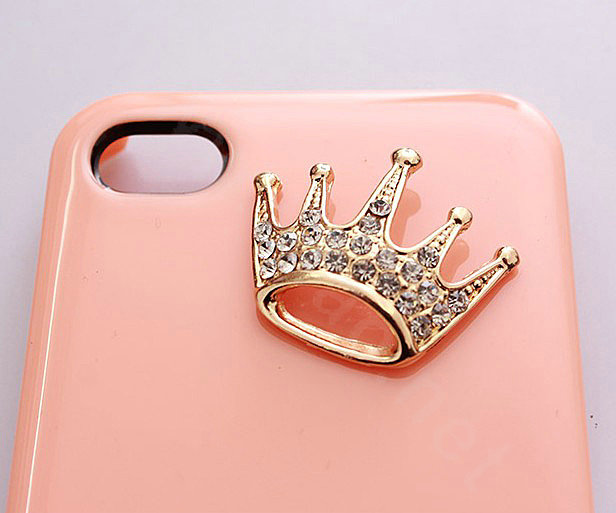 Crown Alloy Crystal Metal DIY Phone Case Cover Deco Kit - Gold