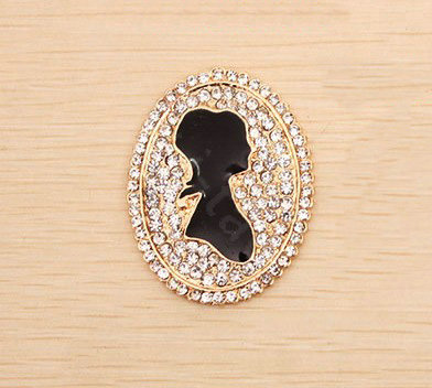 Crystal Beauty head Alloy Metal DIY Phone Case Cover Deco Kit - Gold