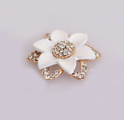 Daisy Alloy flower Crystal Metal DIY Phone Case Cover Deco Kit - White