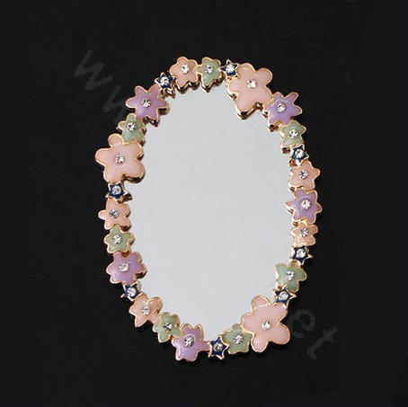 Flower edge mirror Alloy Crystal DIY Phone Case Cover Deco Kits - Purple Pink