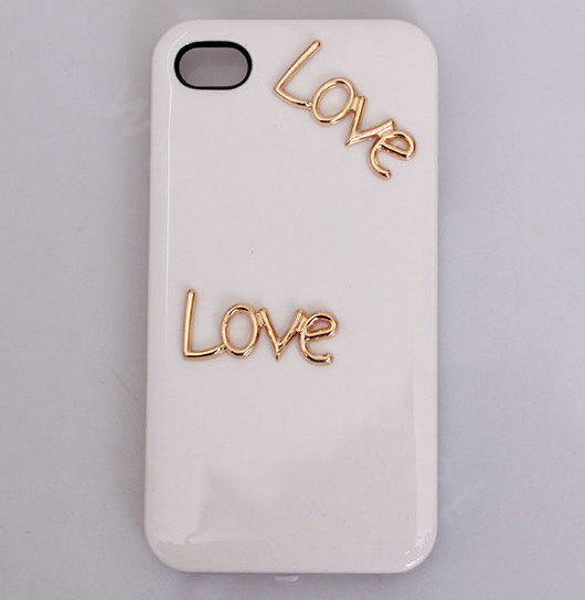 Lover Alloy Crystal Metal DIY Phone Case Cover Deco Kit - Gold