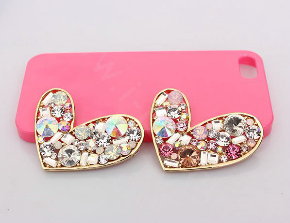 Lover Rhinestone Alloy Crystal Metal DIY Phone Case Cover Deco Kit - White