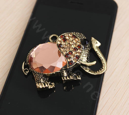 Retro elephant Crystal Alloy Metal DIY Phone Case Cover Deco Kit - Bronze