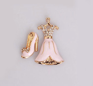 Skirt Shoes Alloy Bling Crystal Metal DIY Phone Case Cover Deco Kit - Pink