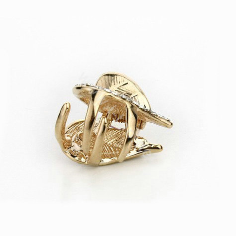 Hair Jewelry Crystal Lover Gold Plated Metal Rhinestone Hair Clip Claw Clamp - Champagne
