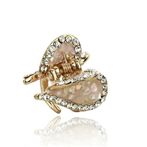 Hair Jewelry Crystal Lover Gold Plated Metal Rhinestone Hair Clip Claw Clamp - Champagne