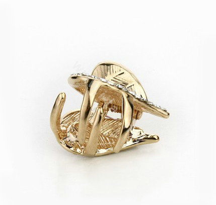 Hair Jewelry Crystal Lover Gold Plated Metal Rhinestone Hair Clip Claw Clamp - White