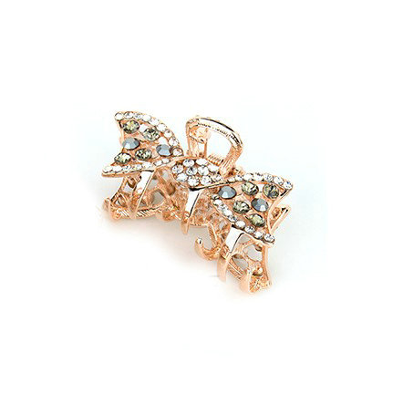 Hair Jewelry Crystal Rhinestone Bowknot Metal Hair Clip Claw Clamp - Black