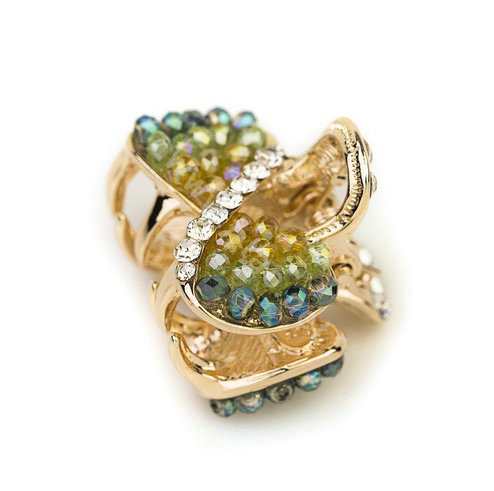Hair Jewelry Crystal Rhinestone Bowknot Metal Hair Clip Claw Clamp - Green