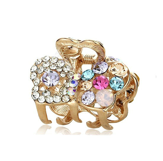 Hair Jewelry Crystal Rhinestone Bowknot Metal Hair Clip Claw Clamp - Multicolor