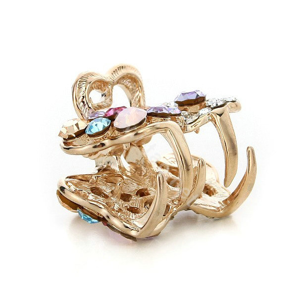 Hair Jewelry Crystal Rhinestone Bowknot Metal Hair Clip Claw Clamp - Multicolor