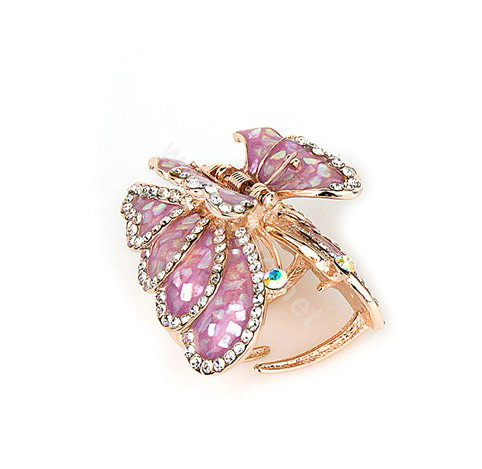 Hair Jewelry Crystal Rhinestone Butterfly Glaze Metal Hair Clip Claw Clamp - Purple