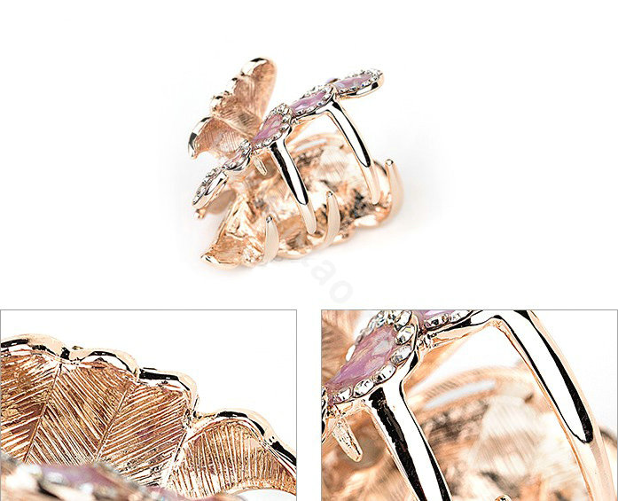 Hair Jewelry Crystal Rhinestone Butterfly Glaze Metal Hair Clip Claw Clamp - Purple