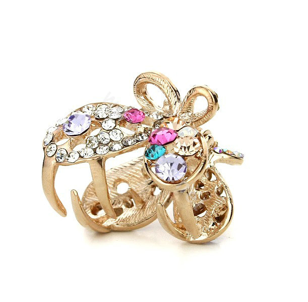 Hair Jewelry Crystal Rhinestone Butterfly Metal Hair Clip Claw Clamp - Multicolor