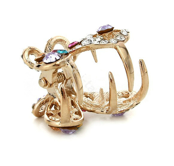 Hair Jewelry Crystal Rhinestone Butterfly Metal Hair Clip Claw Clamp - Multicolor
