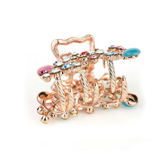 Hair Jewelry Crystal Rhinestone Flower Metal Hair Clip Claw Clamp - Multicolor