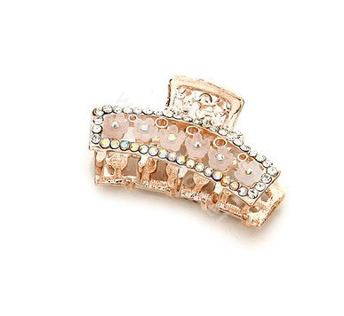 Hair Jewelry Crystal Rhinestone Flowers Metal Hair Clip Claw Clamp - White