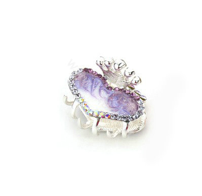 Hair Jewelry Crystal Rhinestone Love Heart Glaze Metal Hair Clip Claw Clamp - Purple