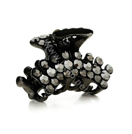 Hair Jewelry Crystal Rhinestone Metal Hair Clip Claw Clamp - Black