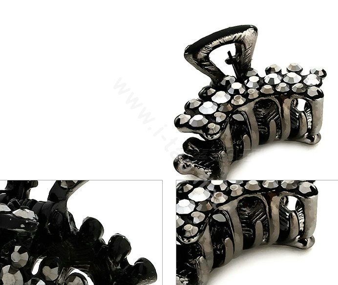 Hair Jewelry Crystal Rhinestone Metal Hair Clip Claw Clamp - Black