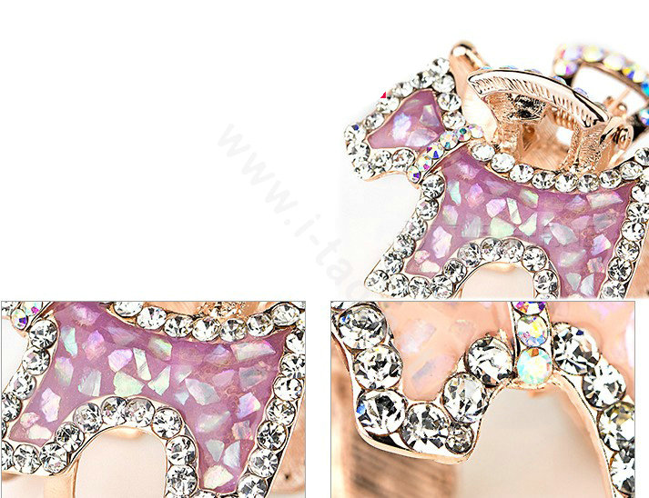 Hair Jewelry Crystal Rhinestone Puppy Glaze Metal Hair Clip Claw Clamp - Purple
