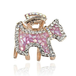 Hair Jewelry Crystal Rhinestone Puppy Glaze Metal Hair Clip Claw Clamp - Purple