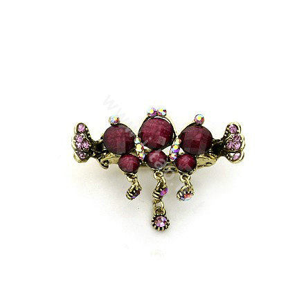 Hair Jewelry Crystal Rhinestone Vintage Metal Hair Clip Claw Clamp - Purple