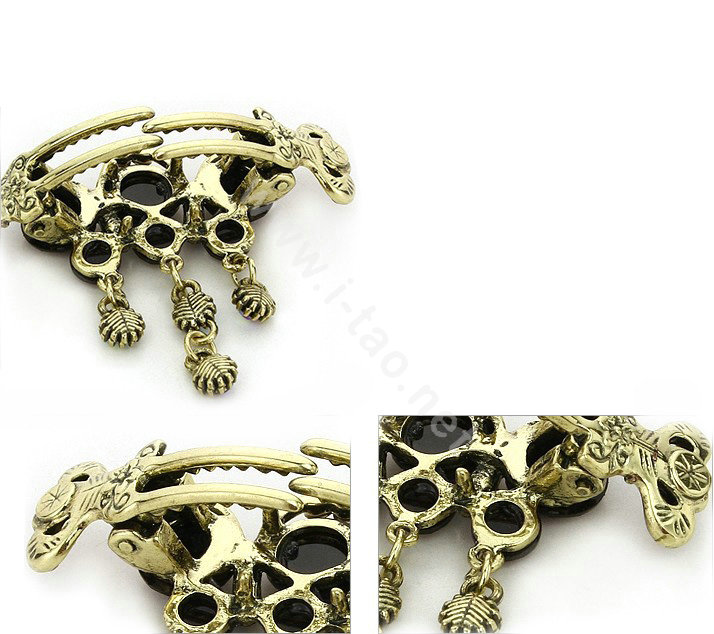 Hair Jewelry Crystal Rhinestone Vintage Metal Hair Clip Claw Clamp - Red