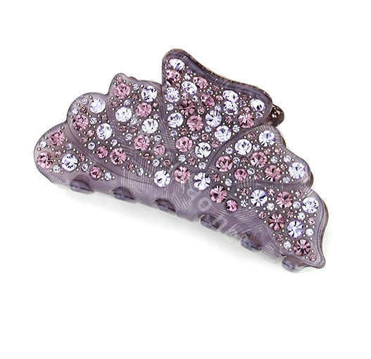 Hair Jewelry Floral Diamond Crystal Rhinestone Hair Clip Claw Clamp - Purple