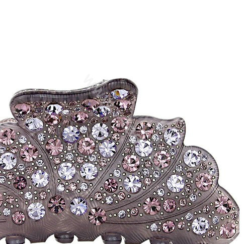 Hair Jewelry Floral Diamond Crystal Rhinestone Hair Clip Claw Clamp - Purple