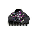 Hair Jewelry Floral Diamond Rhinestone Crystal Hair Clip Claw Clamp - Black