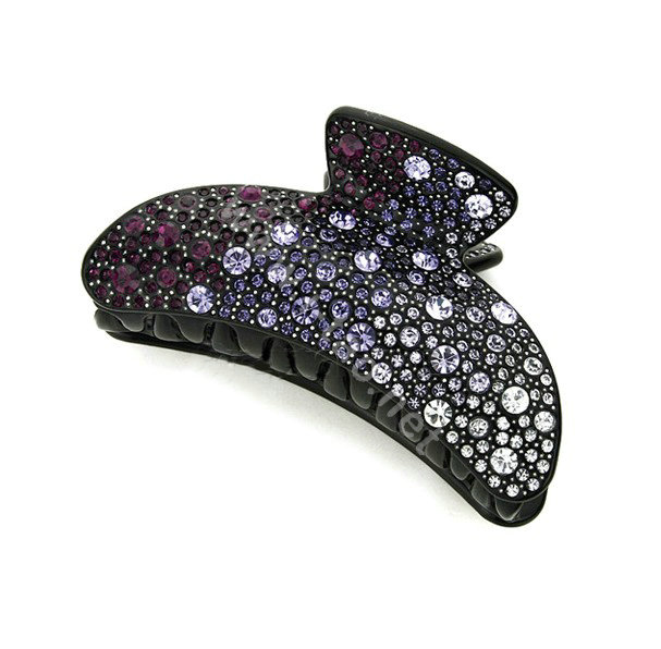 Hair Jewelry Full Diamond Rhinestone Crystal Hair Clip Claw Clamp - Black