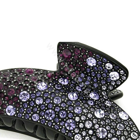 Hair Jewelry Full Diamond Rhinestone Crystal Hair Clip Claw Clamp - Black