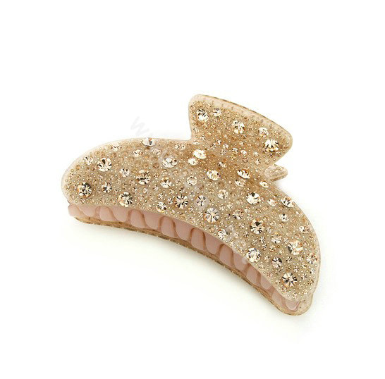 Hair Jewelry Full Diamond Rhinestone Crystal Hair Clip Claw Clamp - Champagne