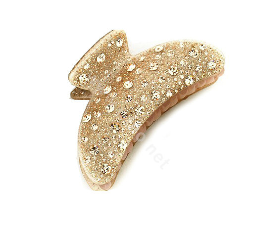 Hair Jewelry Full Diamond Rhinestone Crystal Hair Clip Claw Clamp - Champagne