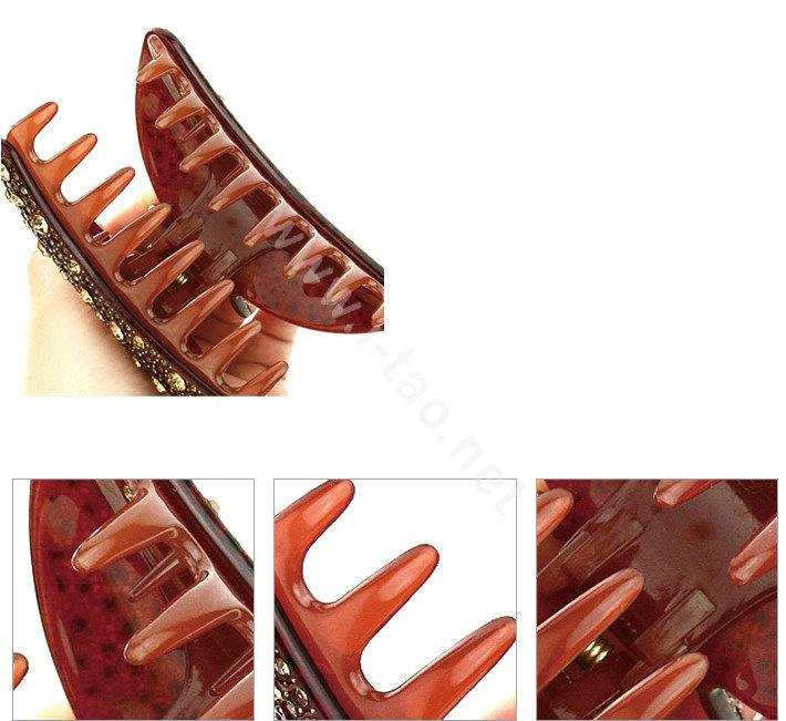 Hair Jewelry Full Diamond Rhinestone Crystal Hair Clip Claw Clamp - Coffee