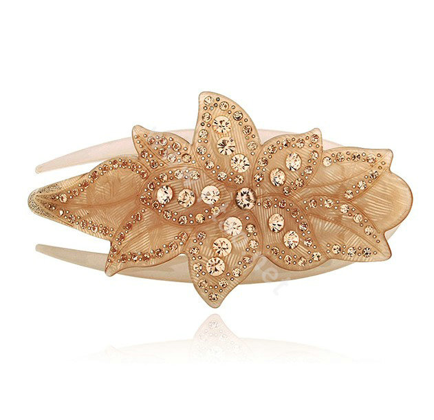 Hair Jewelry Rhinestone Crystal Flower Hairpin Hair Clip Claw Clamp - Champagne